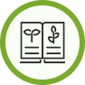 Open book with a growing plant, representing knowledge and member education